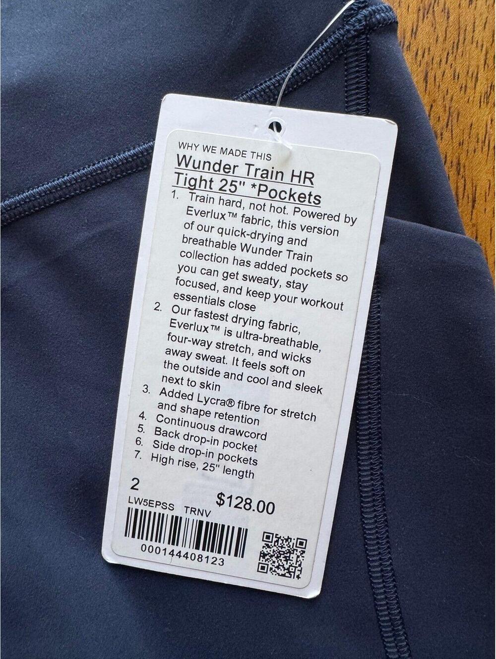 Lululemon Wunder Train With Pockets High Rise 25” True Navy Size 2 NWT - Picture 4 of 6